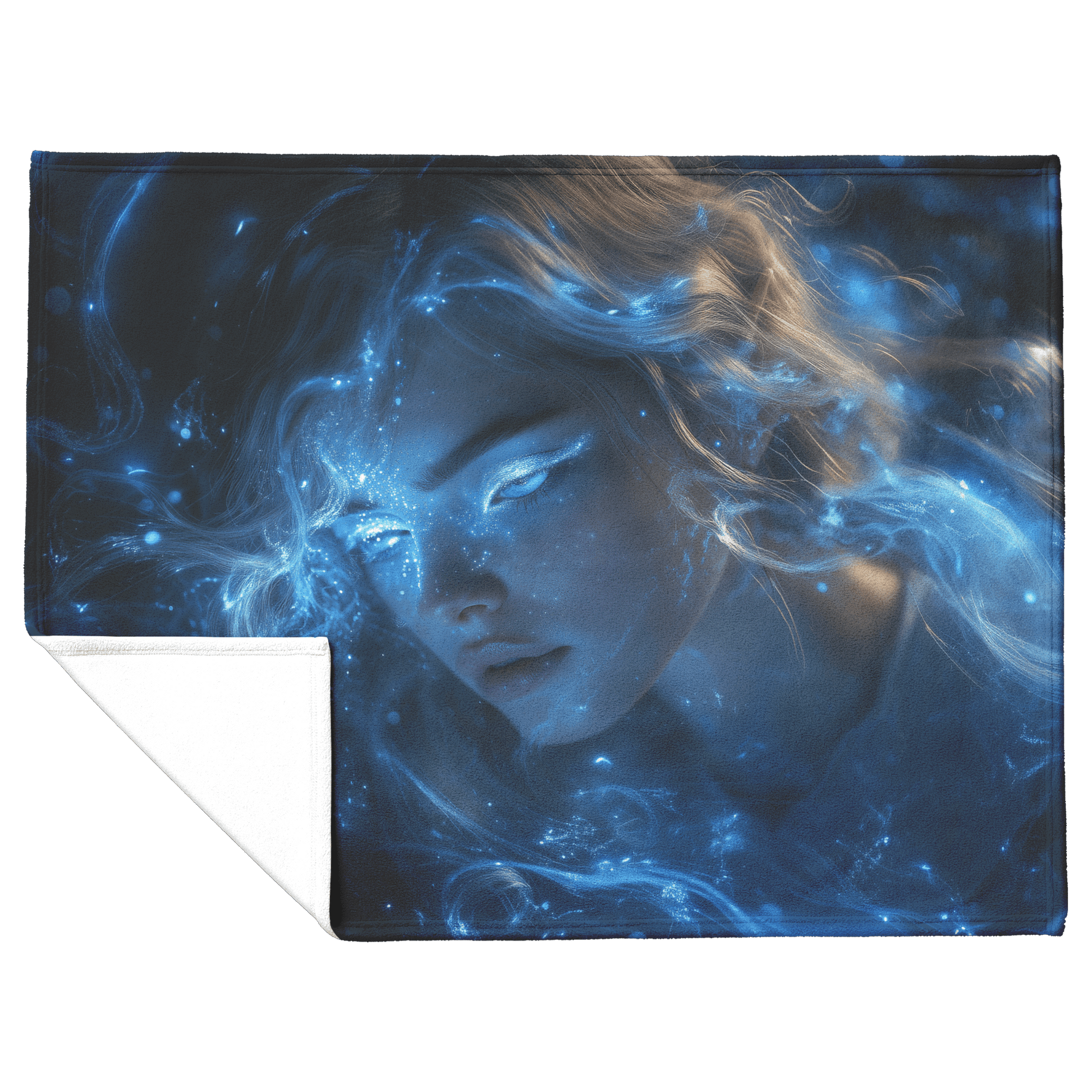Night Elf Mage Fleece Sherpa Blanket Frost Spell Shimmering Stars Silver Highlights Bold Majestic Design - Awakening Righteousness