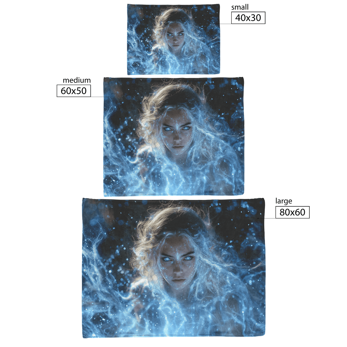 Night Elf Mage Fleece Sherpa Blanket Frost Spell Shimmering Stars Silver Highlights Bold Majestic WoW Design - Awakening Righteousness