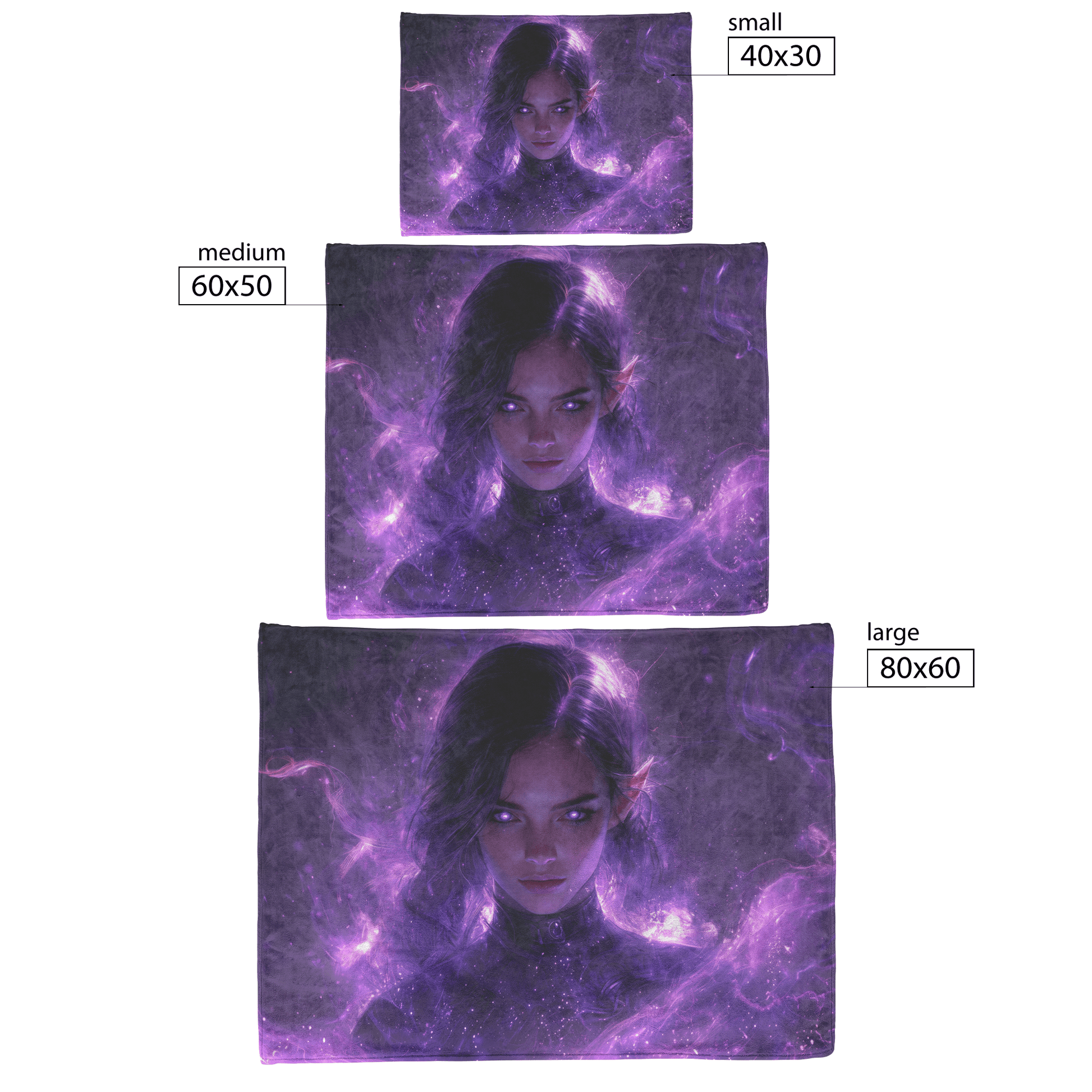 Night Elf Mage Fleece Sherpa Blanket Purple Robes Arcane Patterns Silver Textures Cosmic Accents Elegant Serene WoW Design - Awakening Righteousness