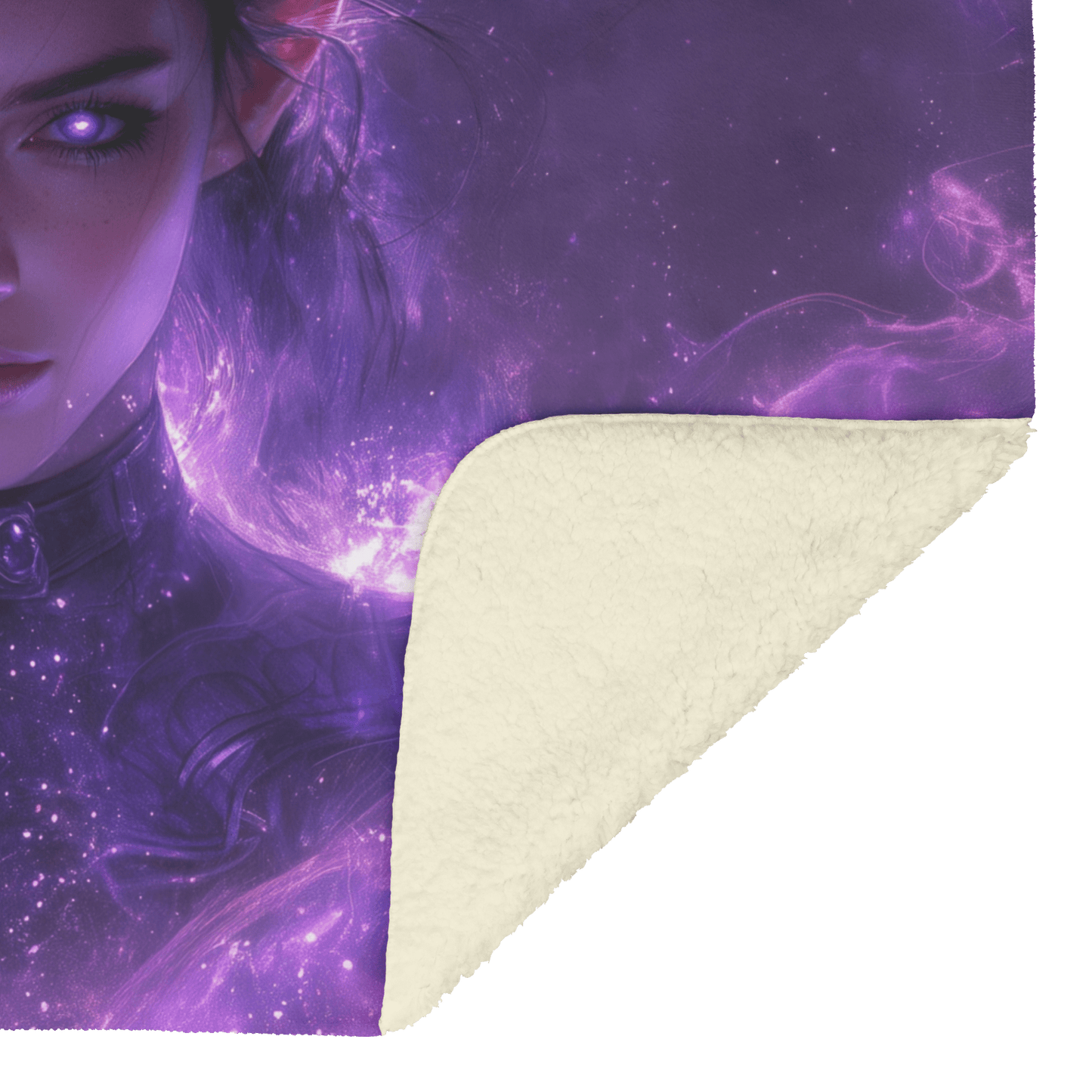 Night Elf Mage Fleece Sherpa Blanket Purple Robes Arcane Patterns Silver Textures Cosmic Accents Elegant Serene WoW Design - Awakening Righteousness