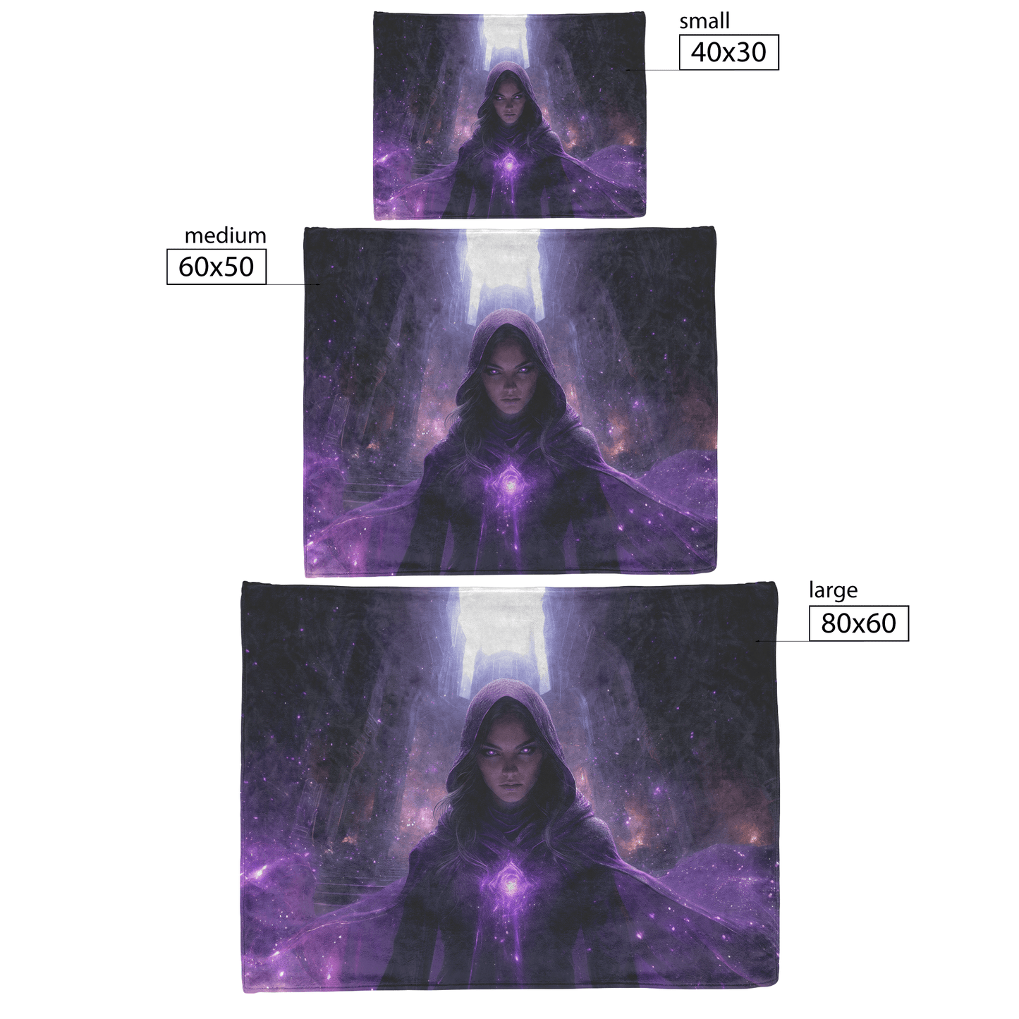 Night Elf Mage Fleece Sherpa Blanket Purple Robes Arcane Patterns Silver Textures Cosmic Accents Elegant Serene WoW Design - Awakening Righteousness