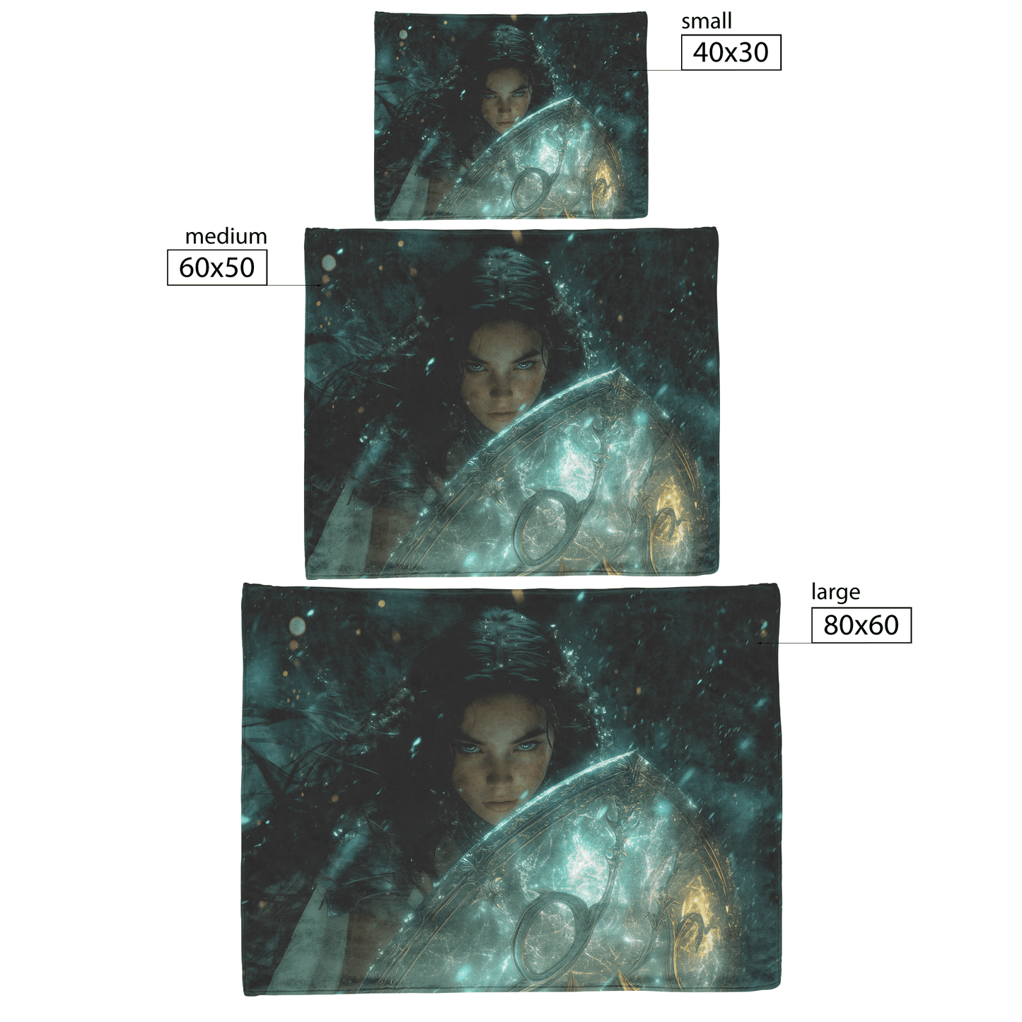 Night Elf Paladin Fleece Sherpa Blanket Glowing Shield Shimmering Textures Silver Highlights Elegant Inspiring WoW Design - Awakening Righteousness