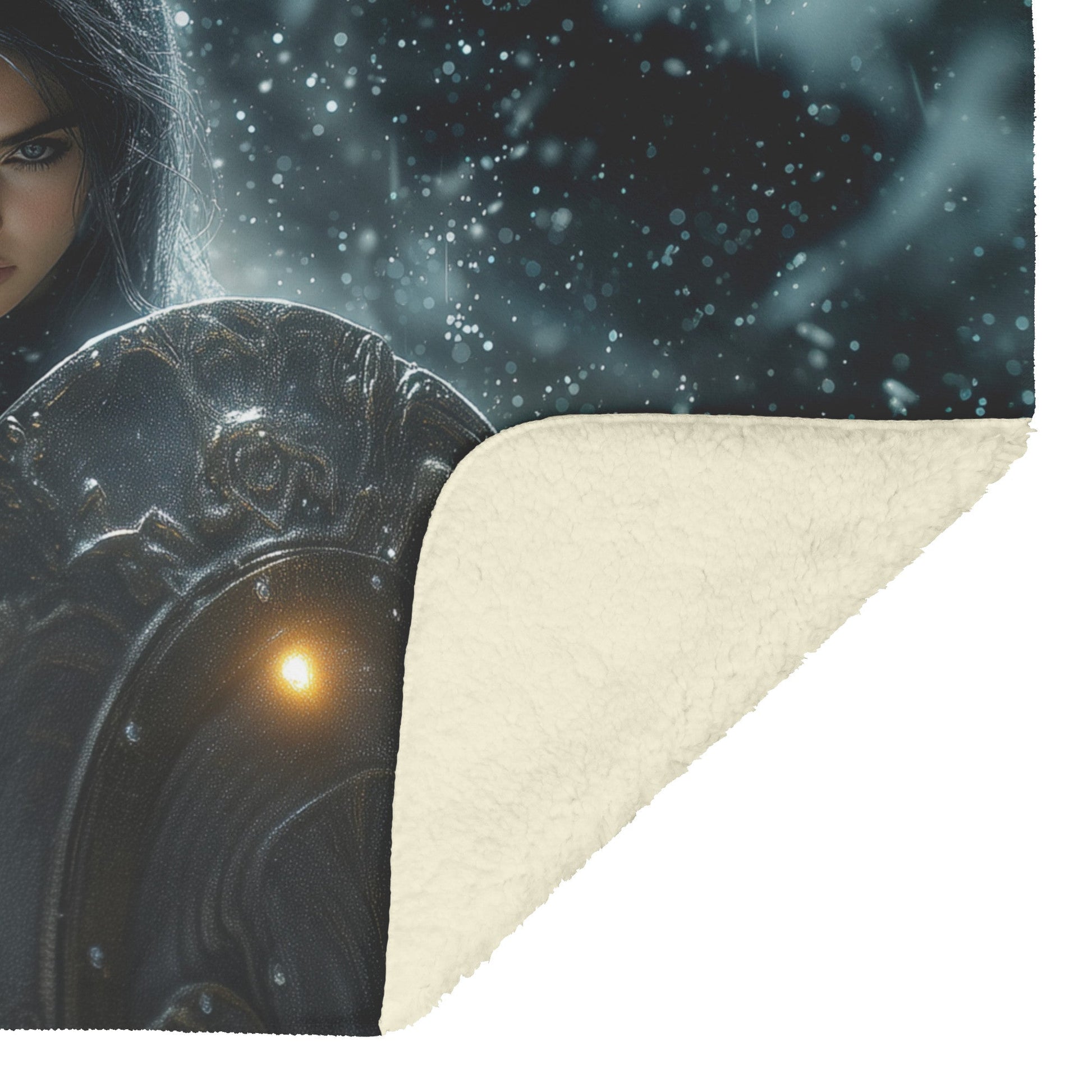 Night Elf Paladin Fleece Sherpa Blanket Glowing Shield Shimmering Textures Silver Highlights Elegant Inspiring WoW Design - Awakening Righteousness