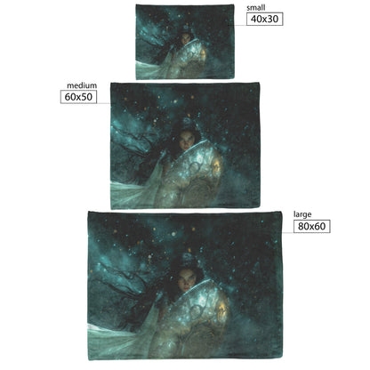 Night Elf Paladin Fleece Sherpa Blanket Glowing Shield Silver Highlights Shimmering Textures Elegant Inspiring WoW Design - Awakening Righteousness