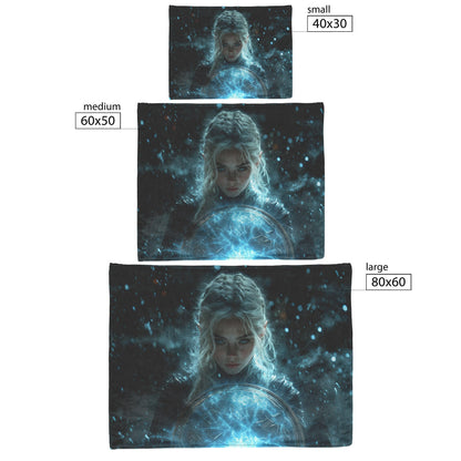 Night Elf Paladin Fleece Sherpa Blanket Glowing Shield Silver Highlights Shimmering Textures Elegant Inspiring WoW Design - Awakening Righteousness