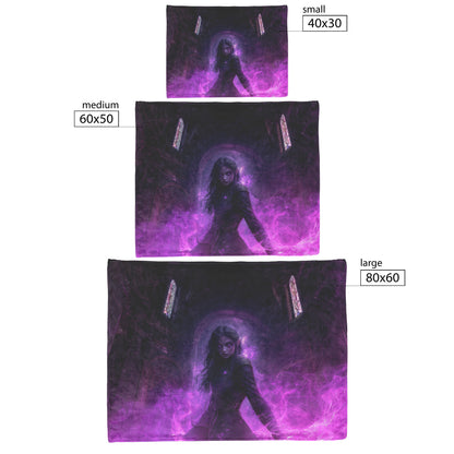 Night Elf Paladin Fleece Sherpa Blanket Glowing Warhammer Purple Highlights Shimmering Mist Bold Powerful Design - Awakening Righteousness