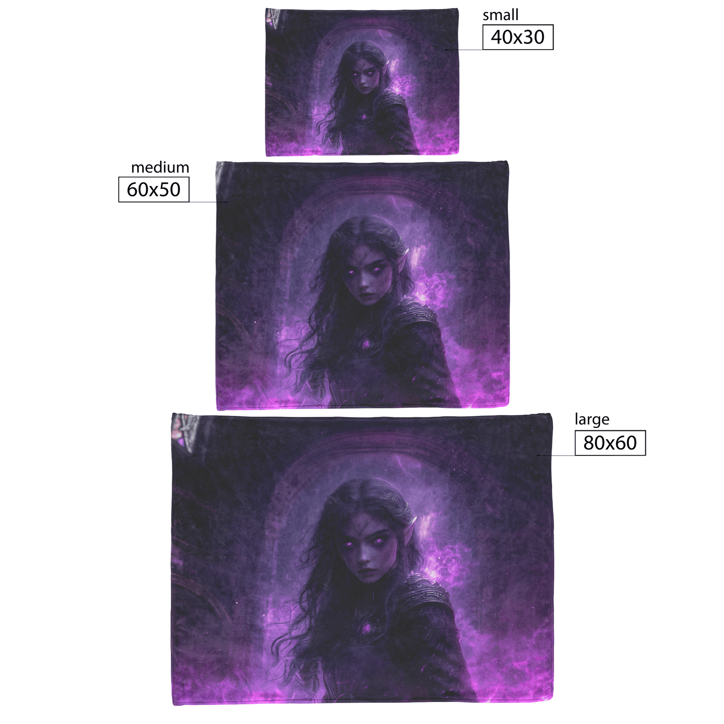 Night Elf Paladin Fleece Sherpa Blanket Glowing Warhammer Purple Highlights Shimmering Mist Bold Powerful WoW Design - Awakening Righteousness