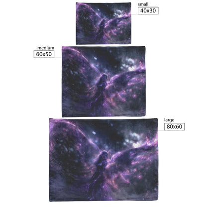 Night Elf Paladin Fleece Sherpa Blanket Purple Armor Radiant Wings Cosmic Stars Glowing Textures Serene Inspiring WoW Design - Awakening Righteousness