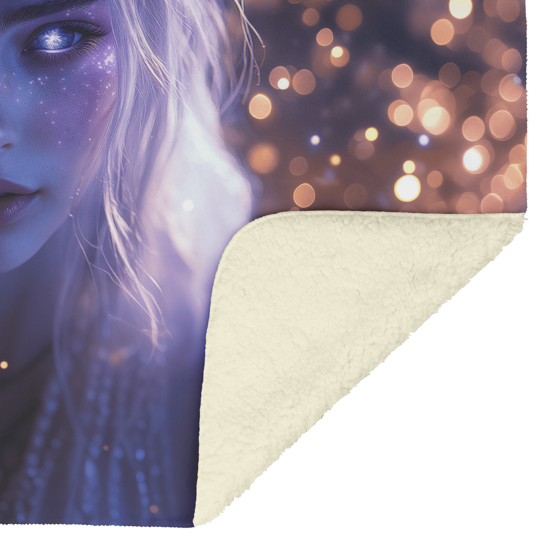 Night Elf Paladin Fleece Sherpa Blanket Purple Armor Radiant Wings Cosmic Stars Glowing Textures Serene Inspiring WoW Design - Awakening Righteousness