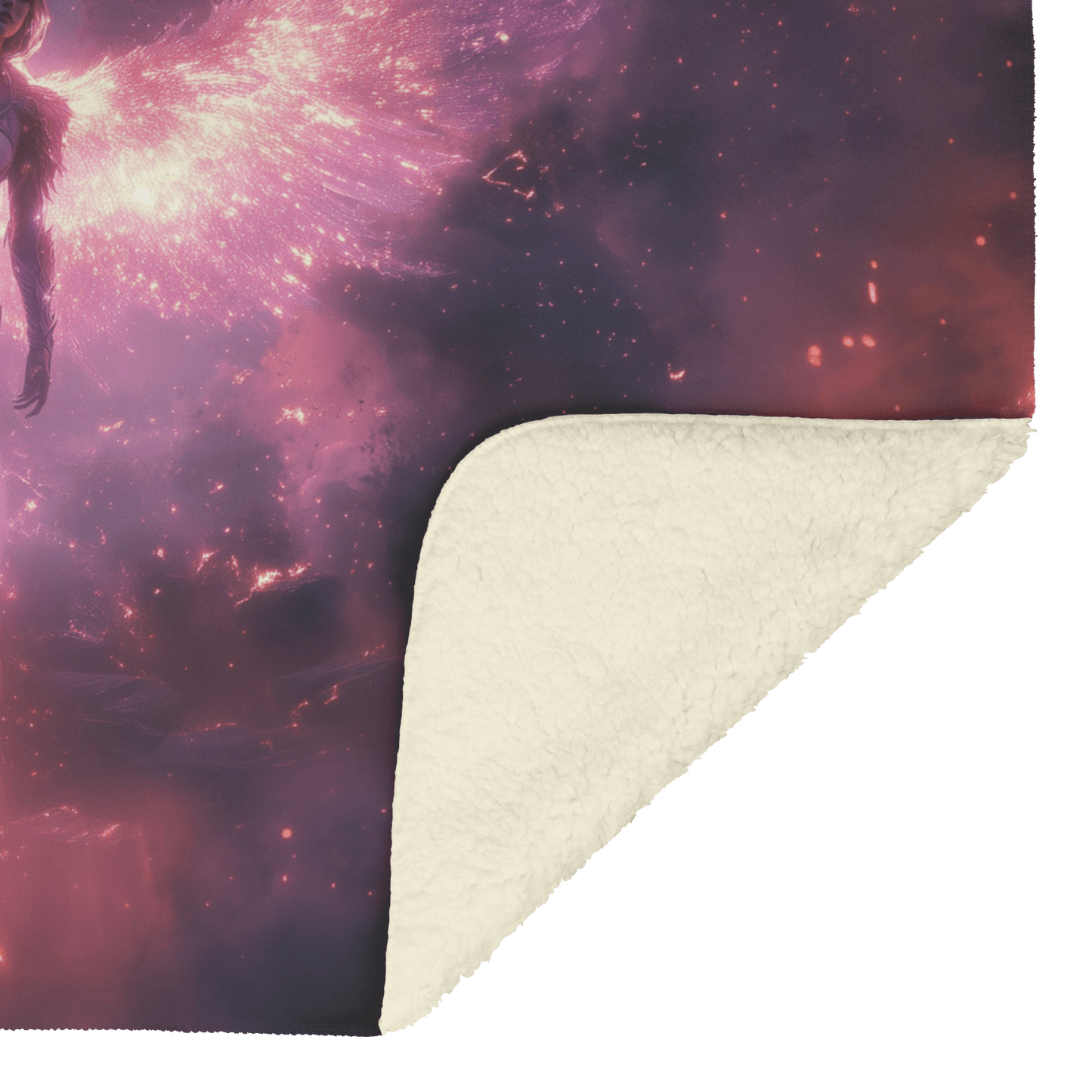 Night Elf Paladin Fleece Sherpa Blanket Purple Armor Radiant Wings Cosmic Stars Glowing Textures Serene Inspiring WoW Design - Awakening Righteousness