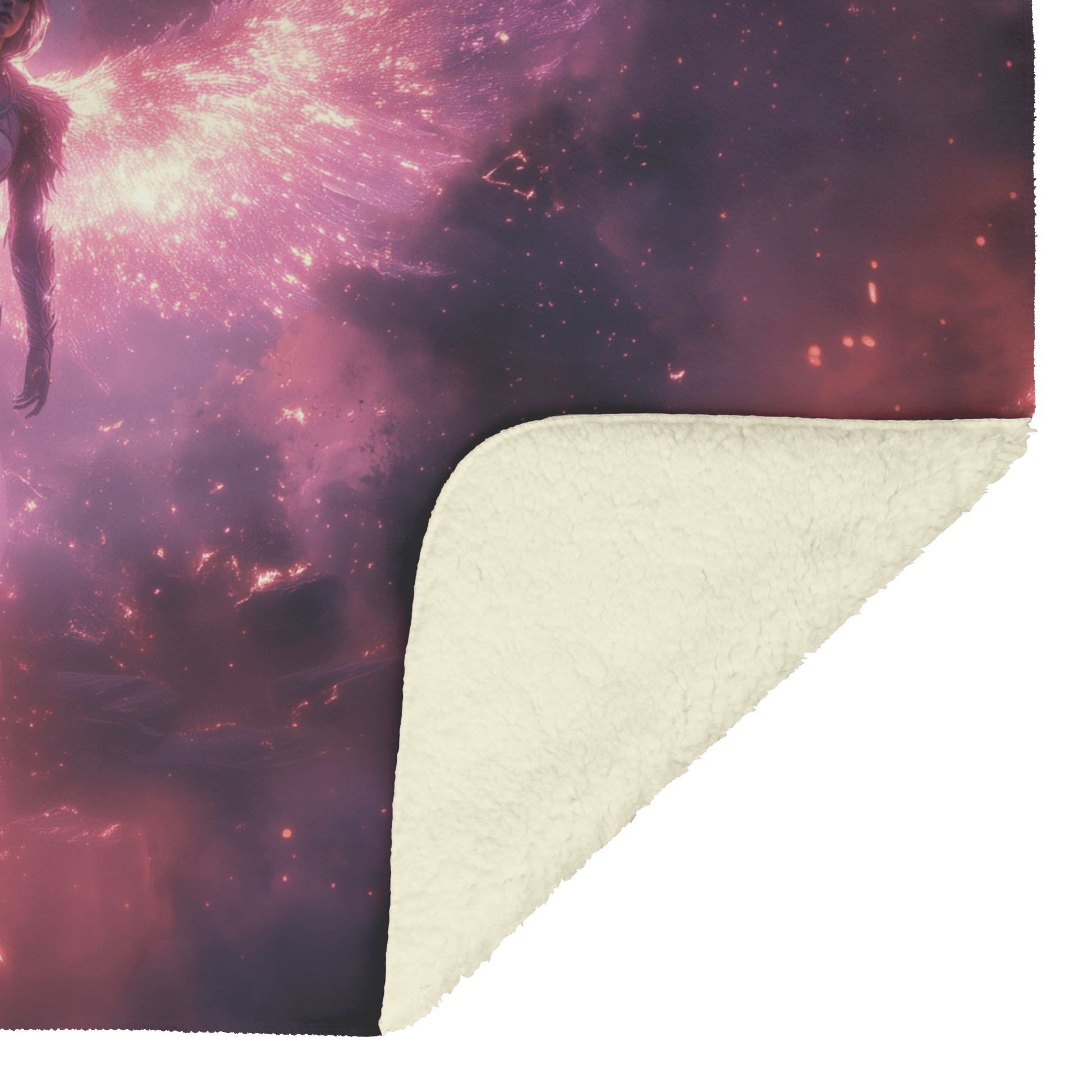Night Elf Paladin Fleece Sherpa Blanket Purple Armor Radiant Wings Cosmic Stars Glowing Textures Serene Inspiring WoW Design - Awakening Righteousness