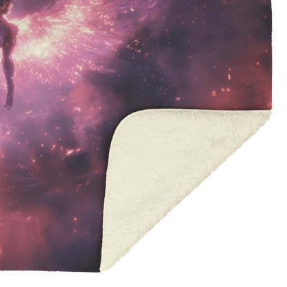 Night Elf Paladin Fleece Sherpa Blanket Purple Armor Radiant Wings Cosmic Stars Glowing Textures Serene Inspiring WoW Design - Awakening Righteousness