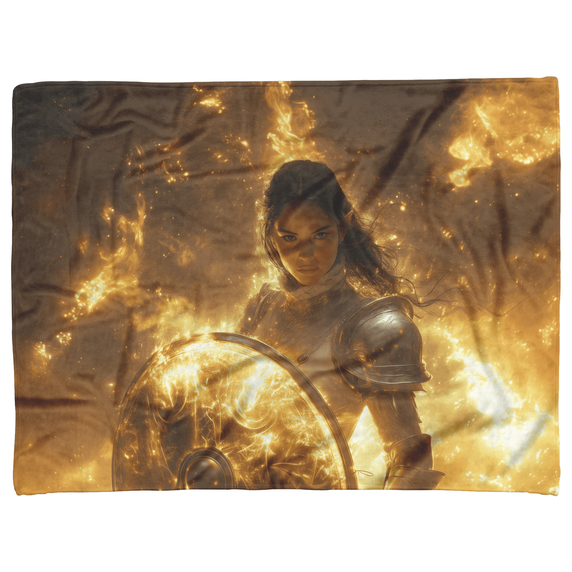 Night Elf Paladin Fleece Sherpa Blanket Silver Gold Armor Radiant Shield Cosmic Mist Glowing Textures Bold Elegant Design - Awakening Righteousness