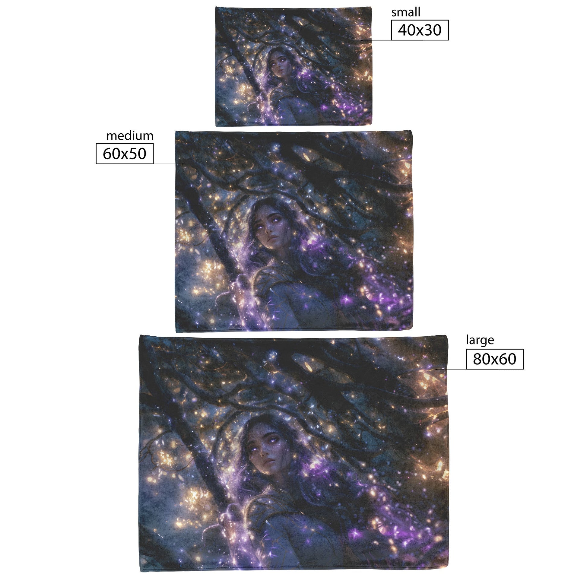 Night Elf Paladin Fleece Sherpa Blanket Silver Purple Armor Golden Accents Silver Light Stars Majestic Serene WoW Design - Awakening Righteousness