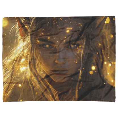 Night Elf Priest Fleece Sherpa Blanket Holy Light Golden Textures Purple Light Trails Bold Inspiring WoW Design - Awakening Righteousness