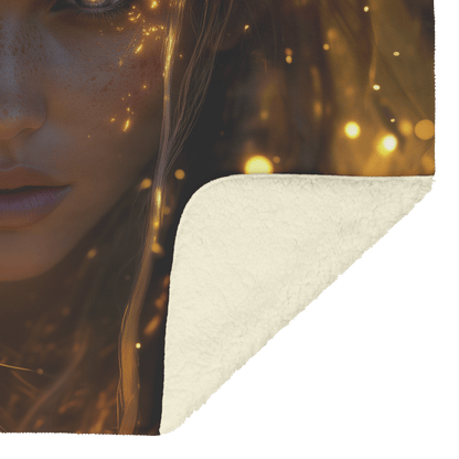 Night Elf Priest Fleece Sherpa Blanket Holy Light Golden Textures Purple Light Trails Bold Inspiring WoW Design - Awakening Righteousness