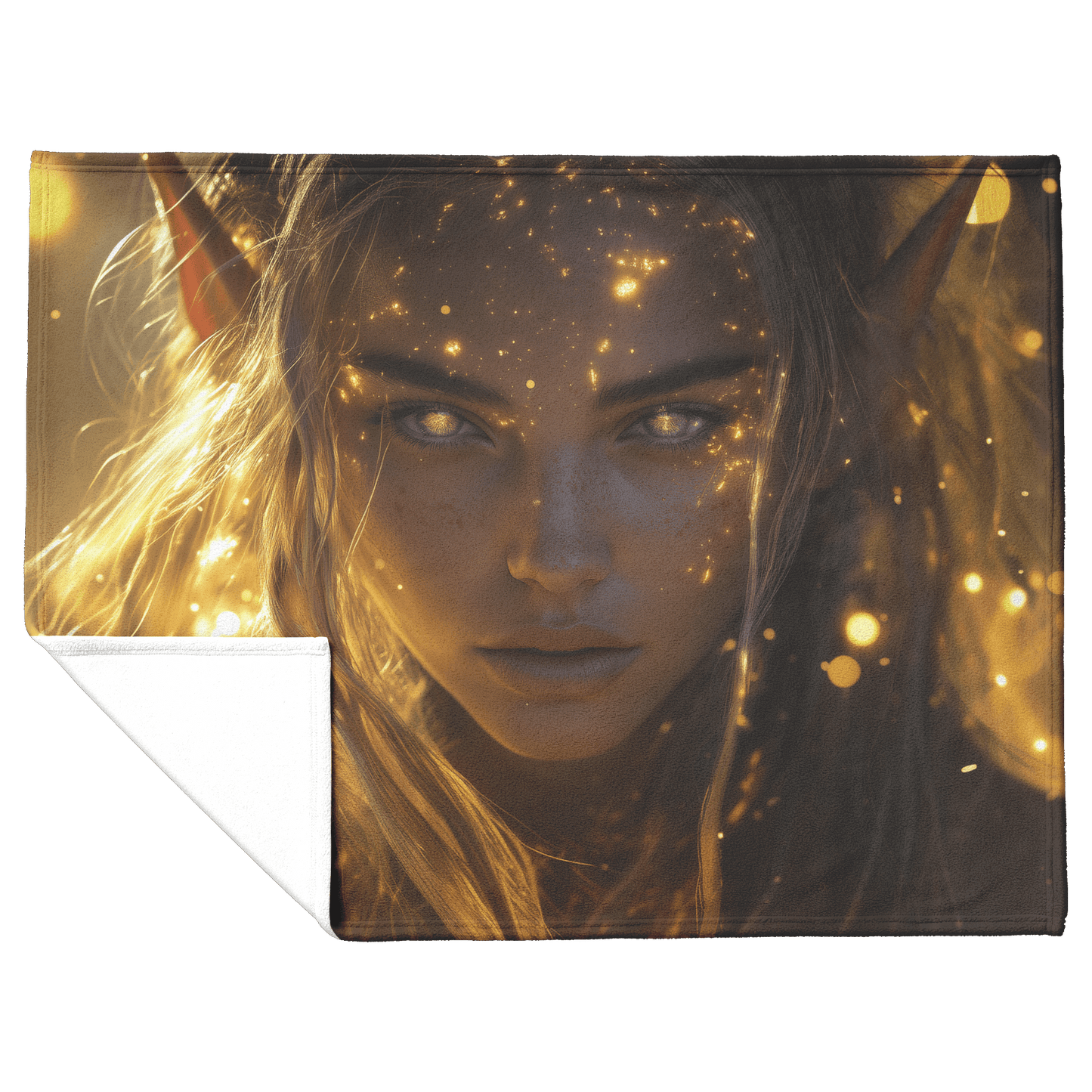 Night Elf Priest Fleece Sherpa Blanket Holy Light Golden Textures Purple Light Trails Bold Inspiring WoW Design - Awakening Righteousness
