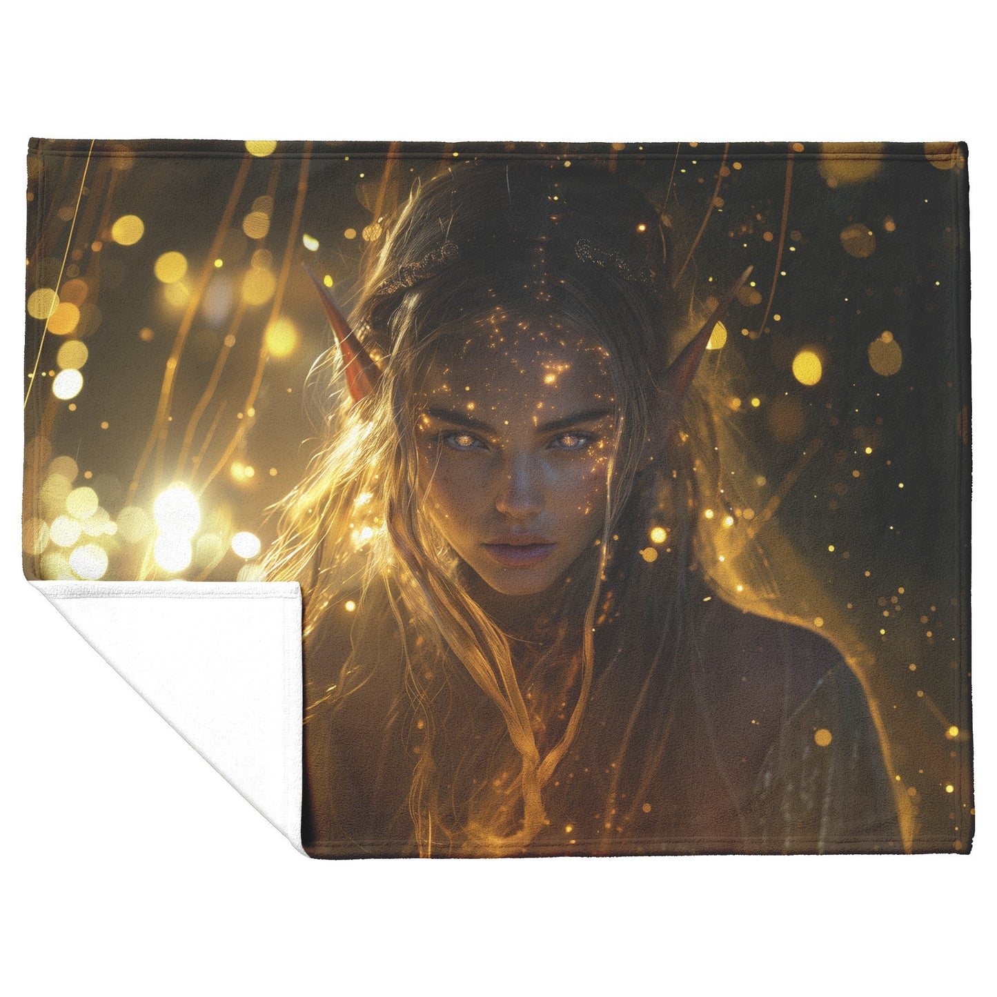 Night Elf Priest Fleece Sherpa Blanket Holy Light Golden Textures Purple Trails Bold Inspiring WoW Design - Awakening Righteousness