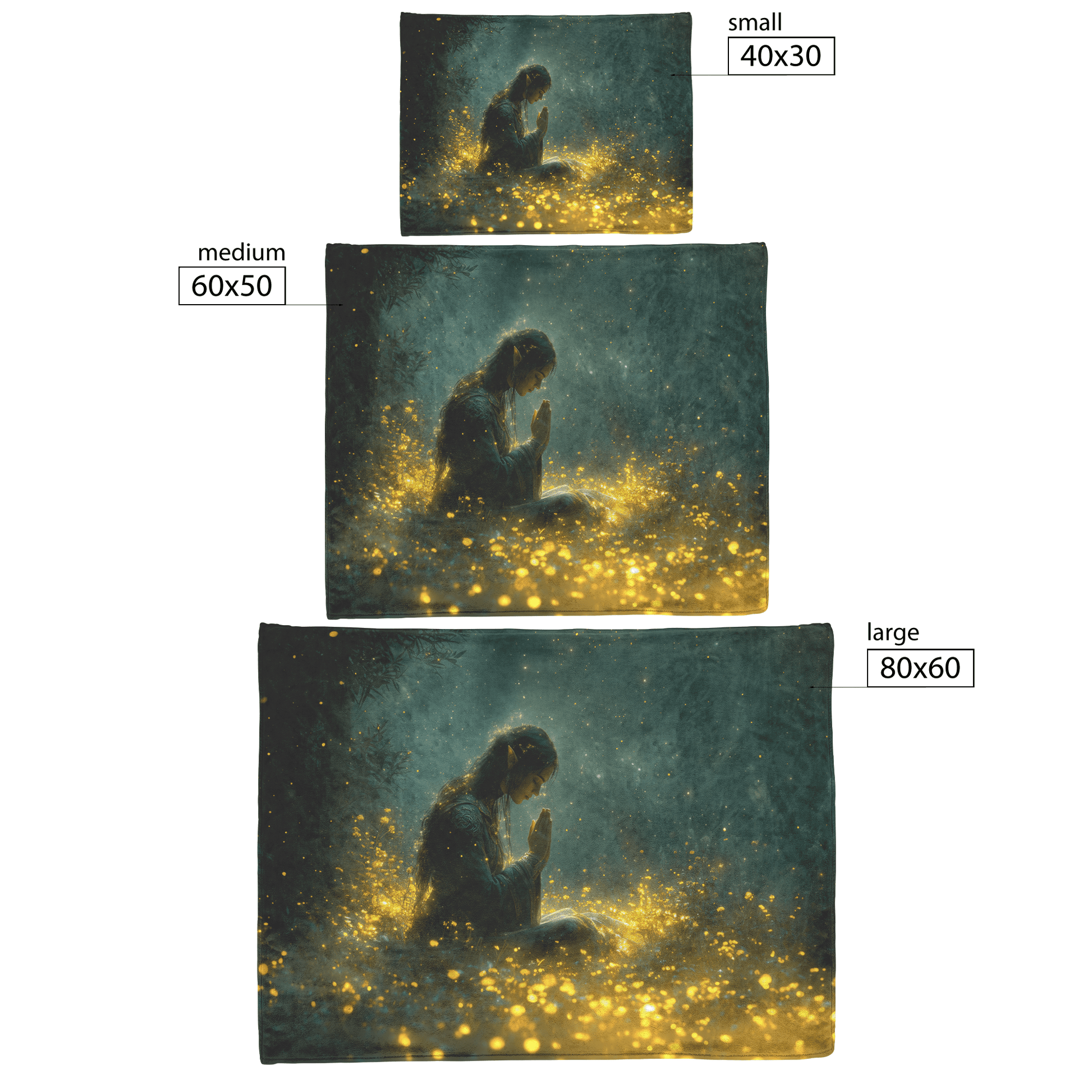 Night Elf Priest Fleece Sherpa Blanket Moonlit Forest Prayer Golden Light Stars Inspiring Majestic WoW Design - Awakening Righteousness