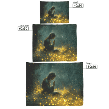 Night Elf Priest Fleece Sherpa Blanket Moonlit Forest Prayer Golden Light Stars Inspiring Majestic WoW Design - Awakening Righteousness