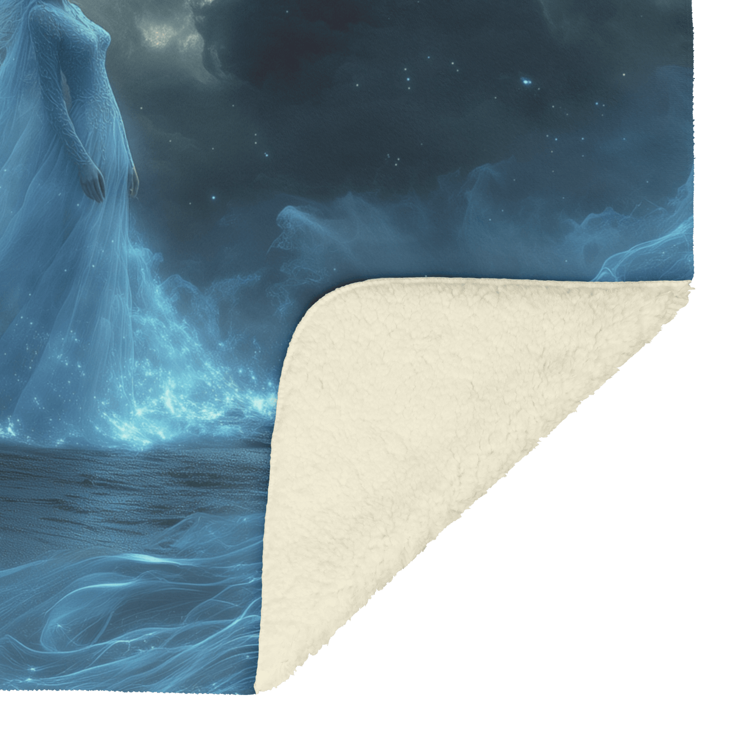 Night Elf Priest Fleece Sherpa Blanket Moonlit Robes Silver Mist Cosmic Reflections Serene Inspiring WoW Design - Awakening Righteousness