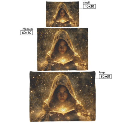Night Elf Priest Fleece Sherpa Blanket Silver Wings Blessing Spell Shimmering Textures Purple Highlights Majestic Elegant WoW Design - Awakening Righteousness