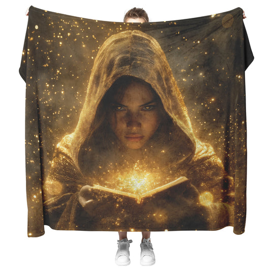 Night Elf Priest Fleece Sherpa Blanket Silver Wings Blessing Spell Shimmering Textures Purple Highlights Majestic Elegant WoW Design - Awakening Righteousness