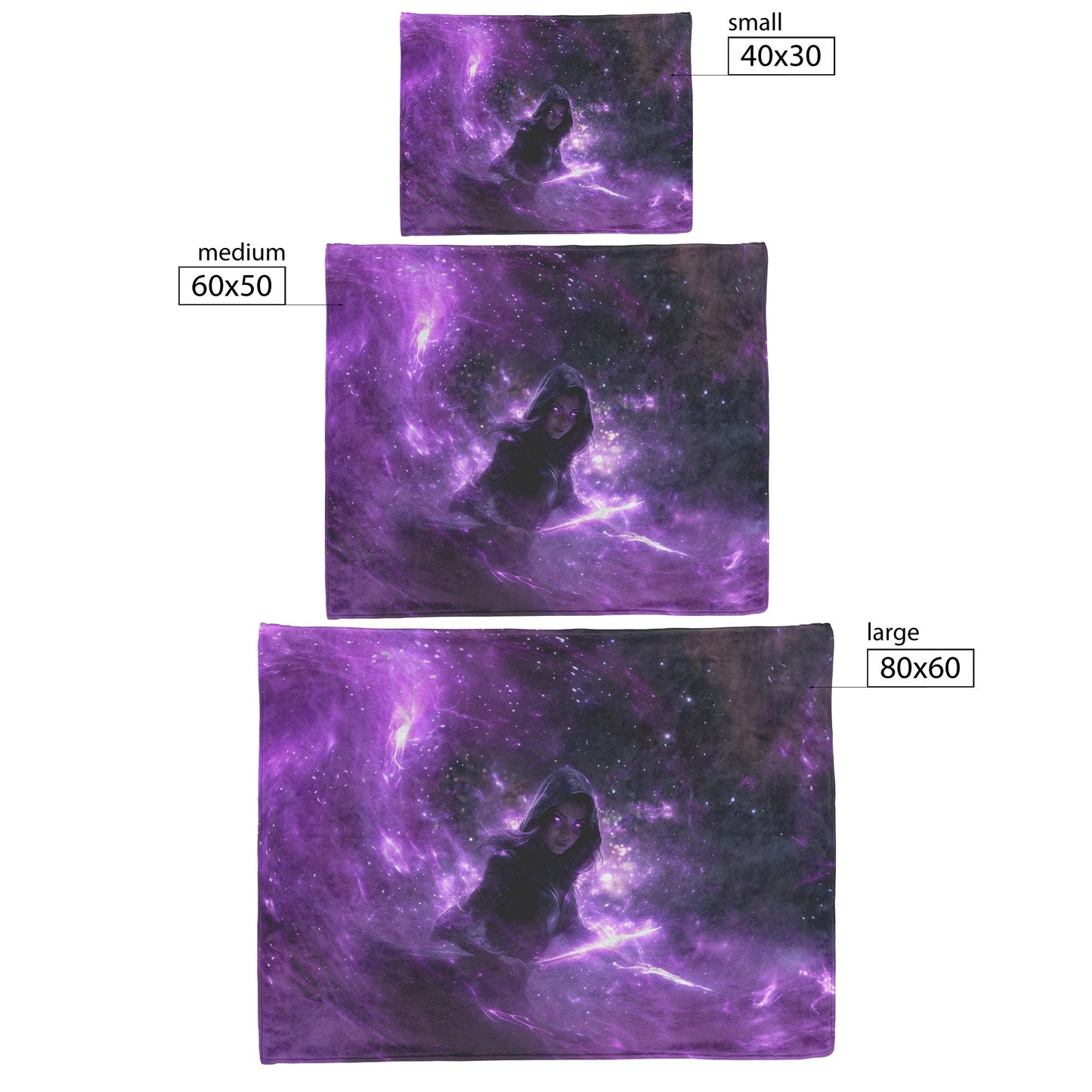 Night Elf Rogue Fleece Sherpa Blanket Black Leather Armor Twin Daggers Purple Mist Silver Light Stealthy WoW Design - Awakening Righteousness