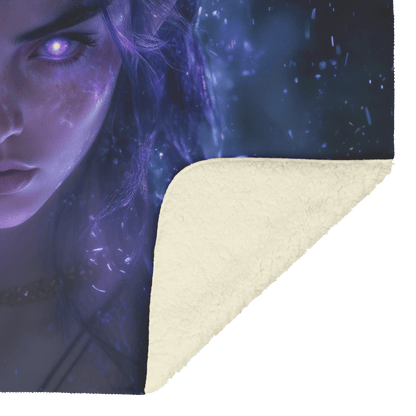 Night Elf Rogue Fleece Sherpa Blanket Dashing Shadows Silver Highlights Radiant Reflections Bold Powerful WoW Design - Awakening Righteousness