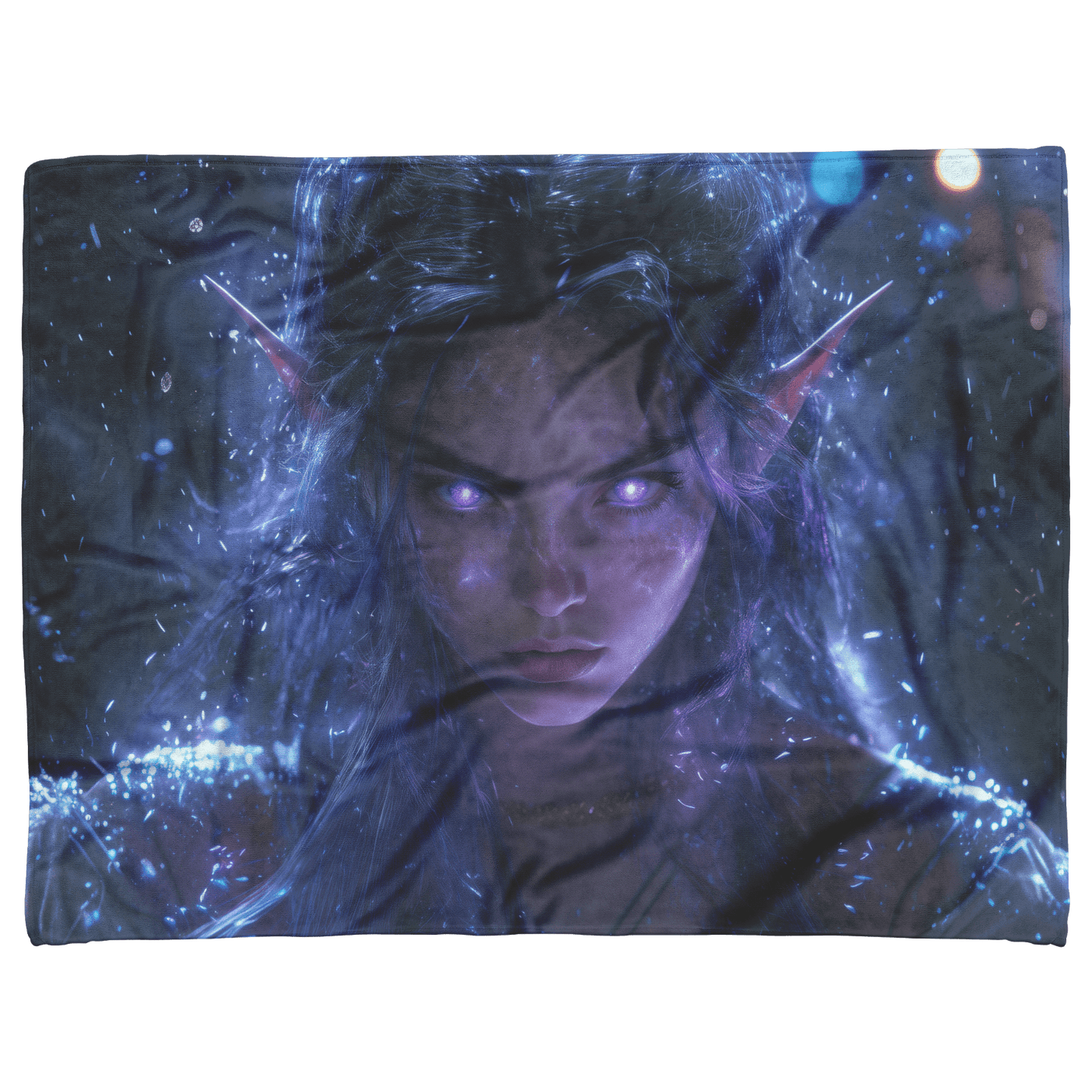 Night Elf Rogue Fleece Sherpa Blanket Dashing Shadows Silver Highlights Radiant Reflections Bold Powerful WoW Design - Awakening Righteousness