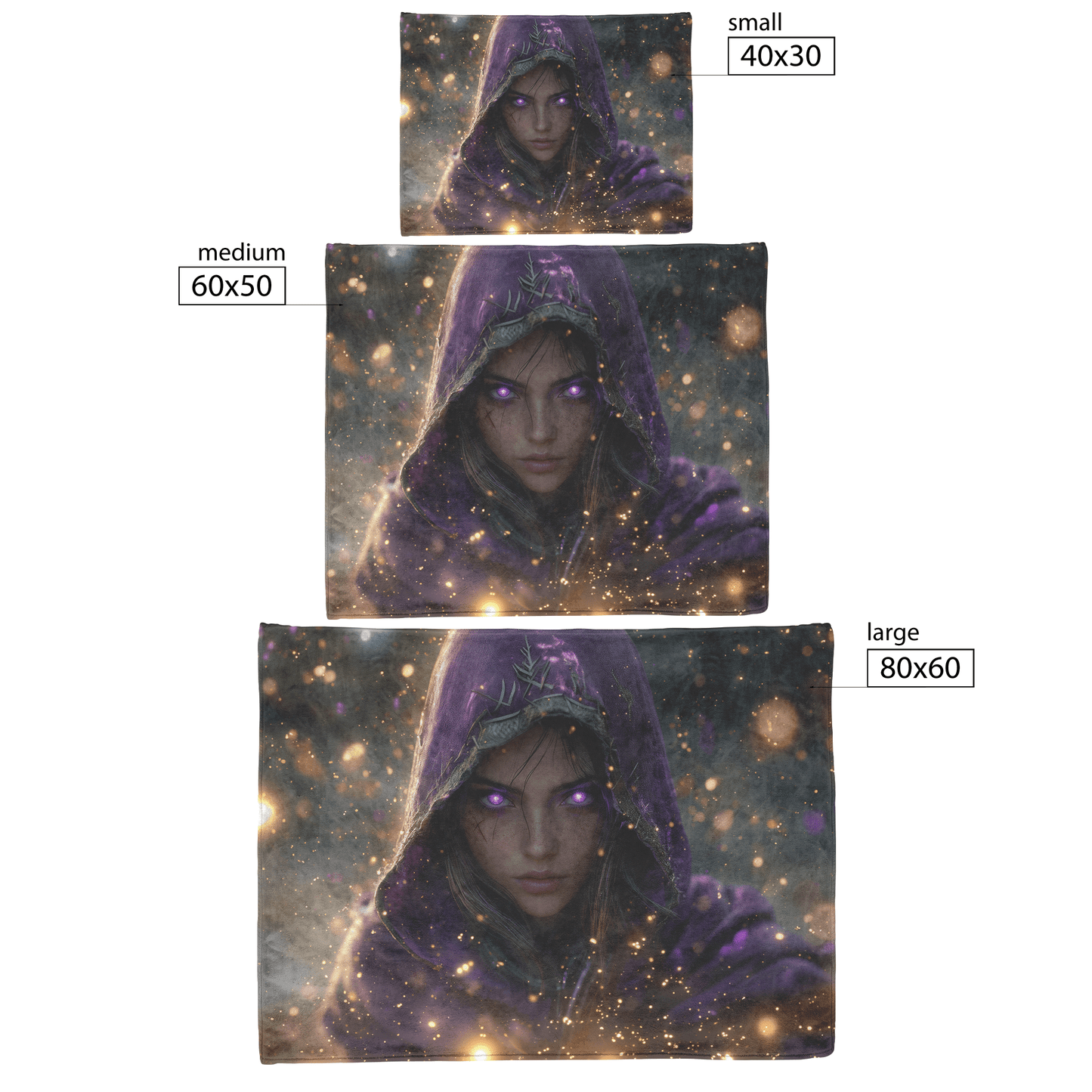 Night Elf Rogue Fleece Sherpa Blanket Hidden Shadows Shimmering Stars Cosmic Accents Bold Elegant WoW Design - Awakening Righteousness