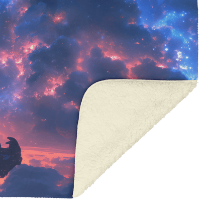 Night Elf Rogue Fleece Sherpa Blanket Rooftop Night Glowing Blades Cosmic Mist Shimmering Textures Stealthy Elegant WoW Design - Awakening Righteousness