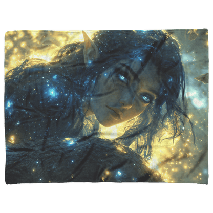 Night Elf Rogue Fleece Sherpa Blanket Treetop Dense Forest Stars Cosmic Textures Elegant Mysterious WoW Design - Awakening Righteousness