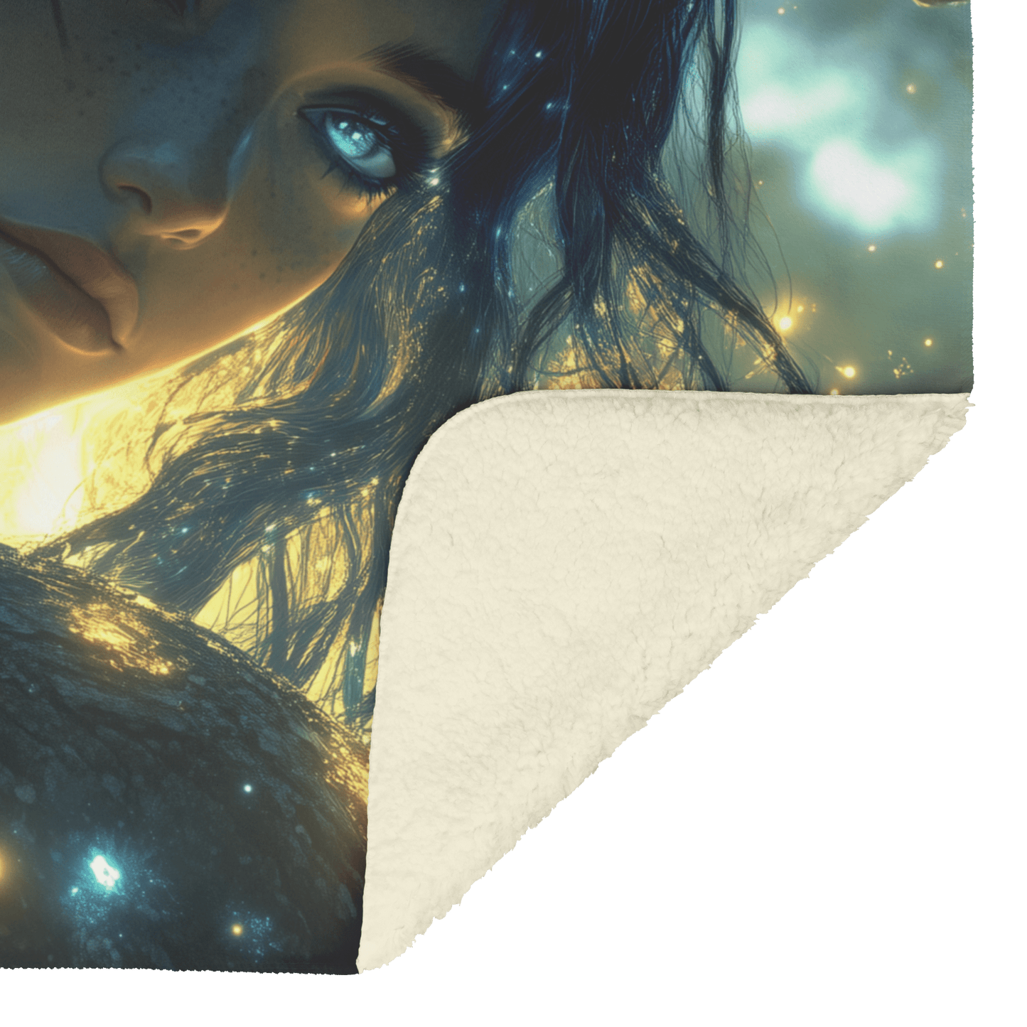 Night Elf Rogue Fleece Sherpa Blanket Treetop Dense Forest Stars Cosmic Textures Elegant Mysterious WoW Design - Awakening Righteousness