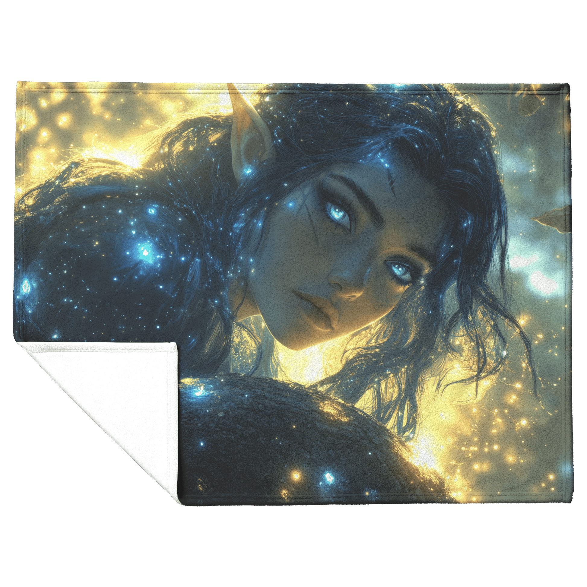 Night Elf Rogue Fleece Sherpa Blanket Treetop Dense Forest Stars Cosmic Textures Elegant Mysterious WoW Design - Awakening Righteousness