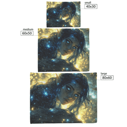 Night Elf Rogue Fleece Sherpa Blanket Treetop Dense Forest Stars Cosmic Textures Elegant Mysterious WoW Design - Awakening Righteousness