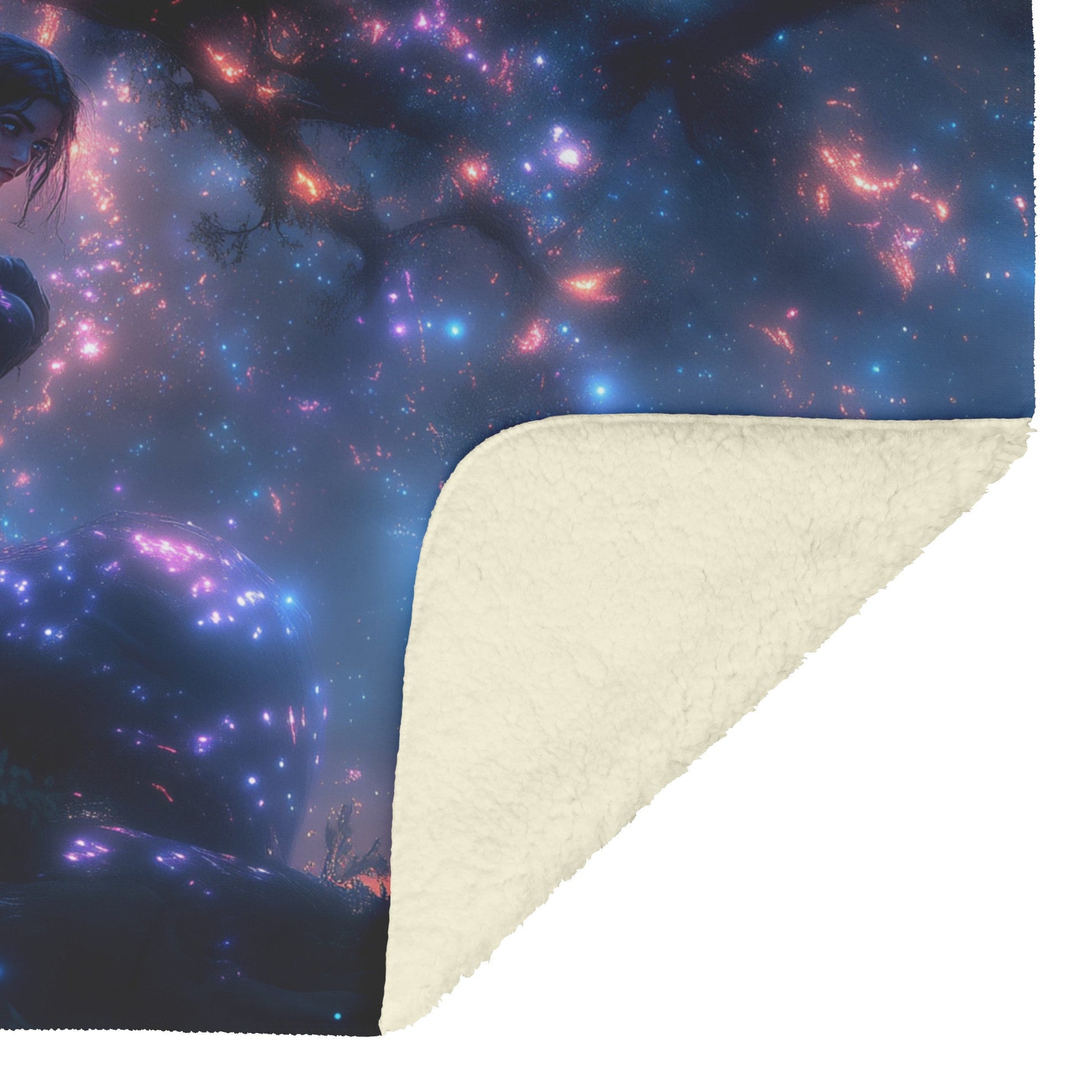 Night Elf Rogue Fleece Sherpa Blanket Treetop Forest Stars Cosmic Textures Elegant Mysterious WoW Design - Awakening Righteousness