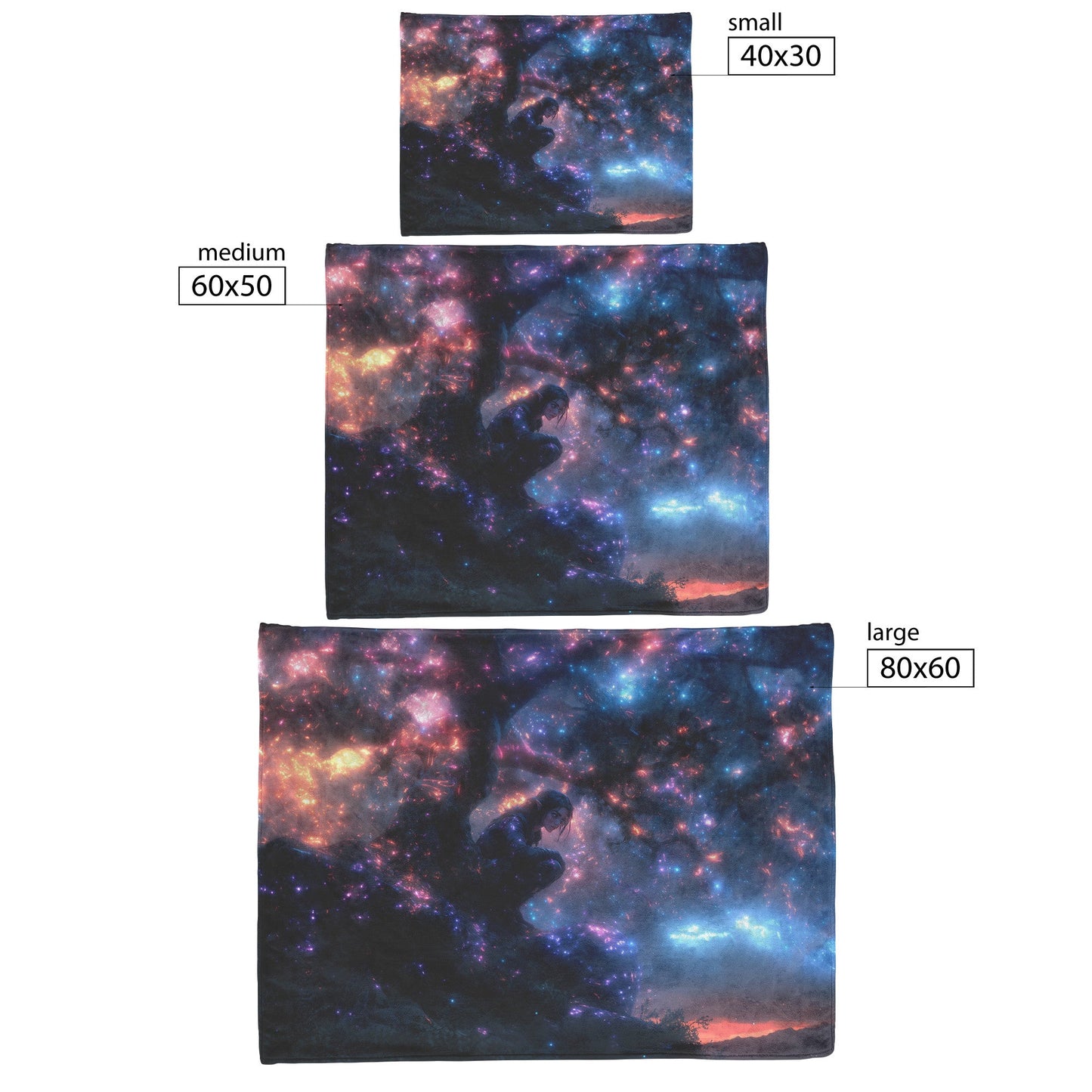 Night Elf Rogue Fleece Sherpa Blanket Treetop Forest Stars Cosmic Textures Elegant Mysterious WoW Design - Awakening Righteousness