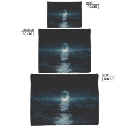 Night Ocean Scene with Massive Crescent Moon Stars Reflecting on Water and Glowing Silver Waves Sherpa Blanket - Awakening Righteousness