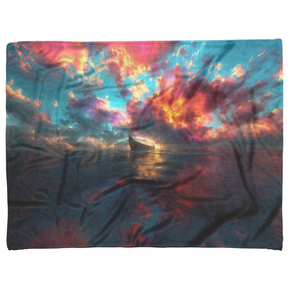 Noahs Ark at Sunset Faithful Resilience Cozy Christian Fleece Sherpa Blanket - Awakening Righteousness