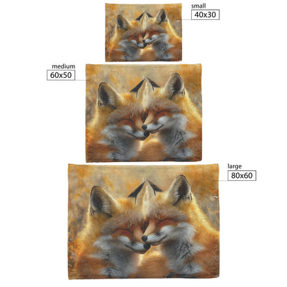 Pair of Foxes Playing in Flower Meadow Glowing Sunlight Joyful Peaceful Fleece Sherpa Blanket - Awakening Righteousness