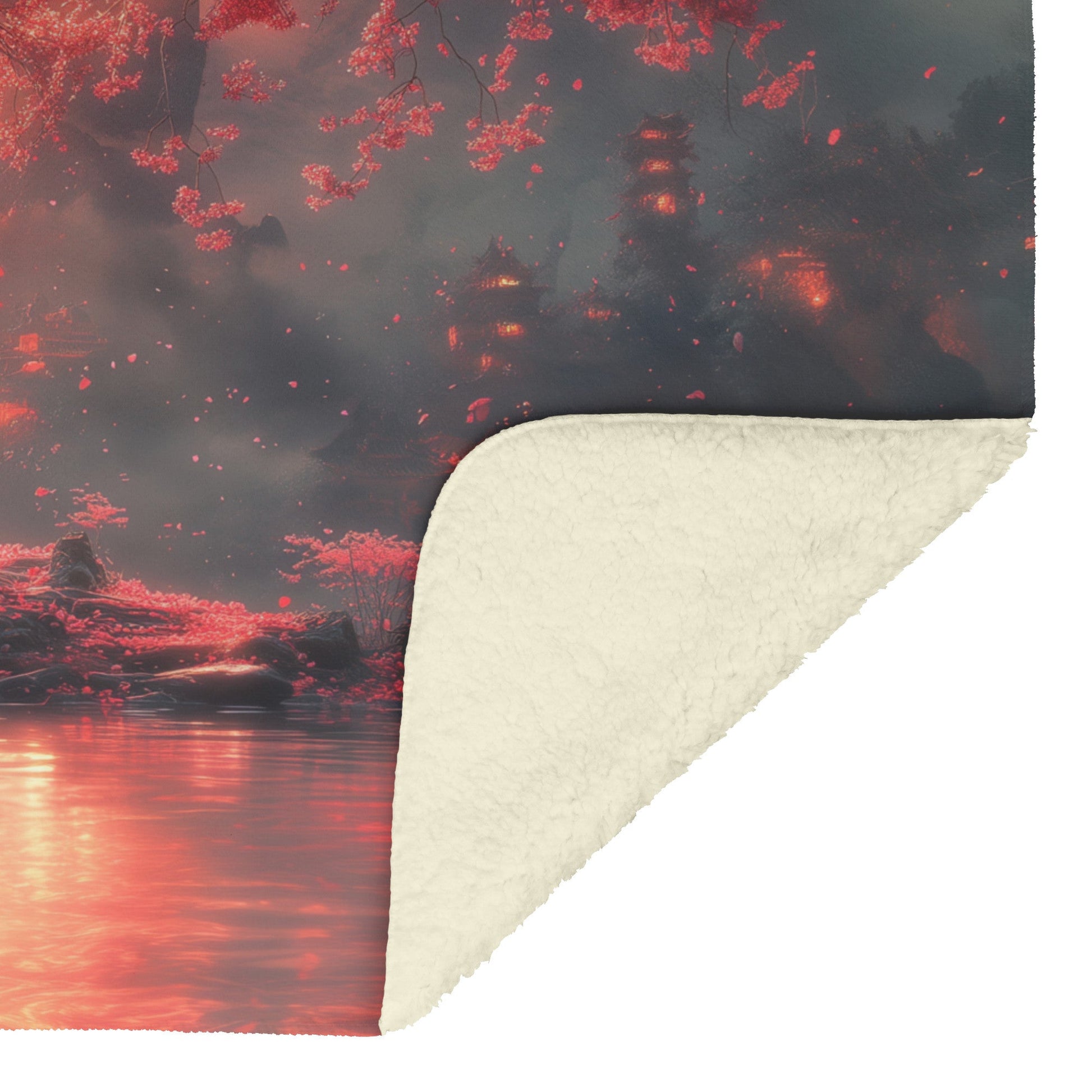 Panda Family Sitting Under Glowing Pink Cherry Blossom Tree Serene Natural Scenery Fleece Sherpa Blanket - Awakening Righteousness