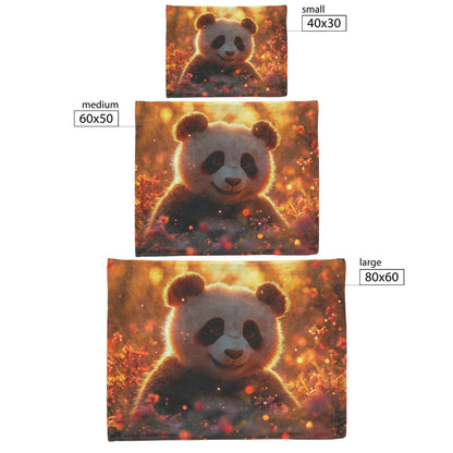 Panda Sitting in Magical Garden Glowing Cherry Blossoms Soft Golden Light Peaceful Vibrant Sherpa Fleece Blanket - Awakening Righteousness