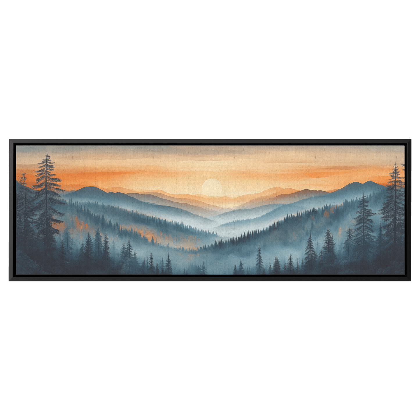 Panoramic Nature Illustration Rolling Hills Sparse Forests Minimalist Linework Soft Gray Beige Tones Ultra High Definition Serene Design Panoramic Framed Canvas Wall Art - Awakening Righteousness
