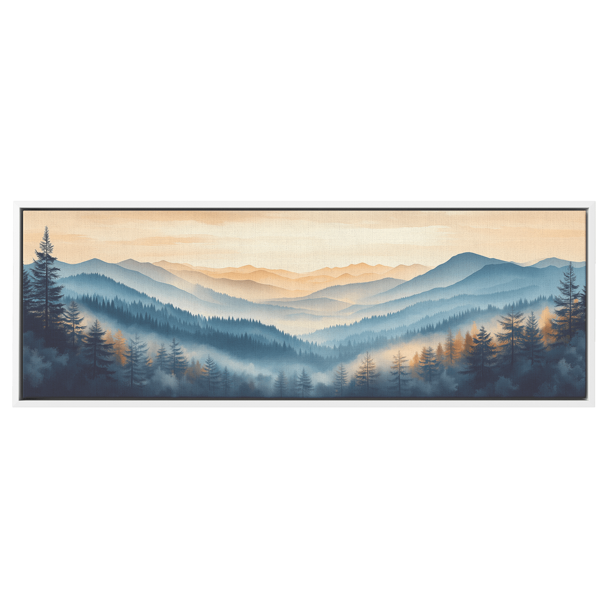 Panoramic Nature Illustration Rolling Hills Sparse Forests Minimalist Linework Soft Gray Beige Tones Ultra High Definition Serene Design Panoramic Framed Canvas Wall Art - Awakening Righteousness