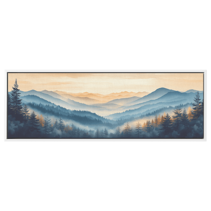 Panoramic Nature Illustration Rolling Hills Sparse Forests Minimalist Linework Soft Gray Beige Tones Ultra High Definition Serene Design Panoramic Framed Canvas Wall Art - Awakening Righteousness