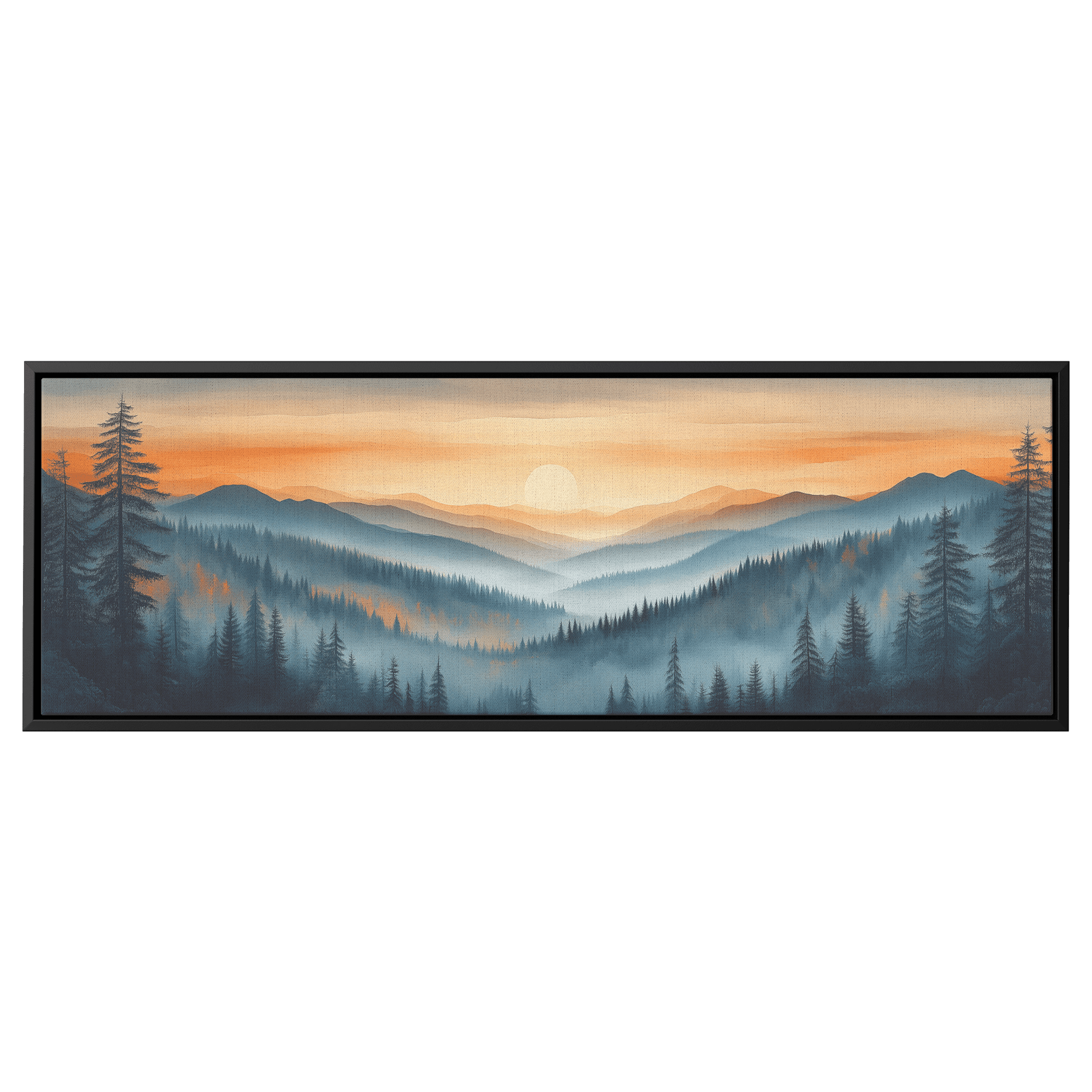 Panoramic Nature Illustration Rolling Hills Sparse Forests Minimalist Linework Soft Gray Beige Tones Ultra High Definition Serene Design Panoramic Framed Canvas Wall Art - Awakening Righteousness