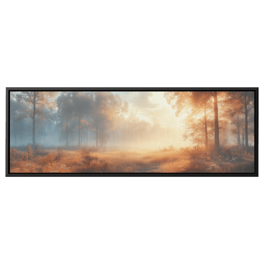 Panoramic Scene Peaceful Meadow Neutral Tones Soft Gray Light Brown Ultra High Definition Textured Minimalist Panoramic Framed Canvas Wall Art - Awakening Righteousness