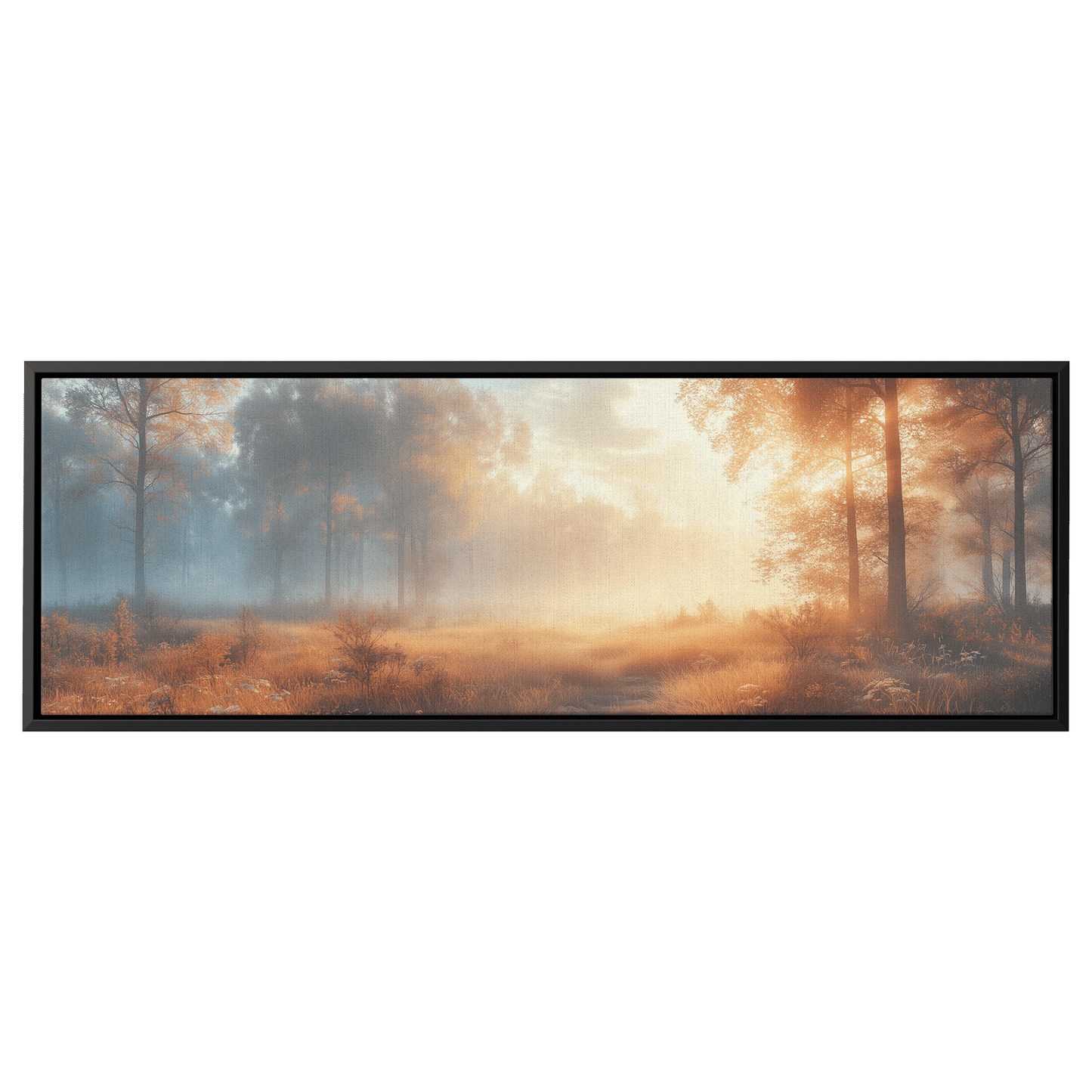 Panoramic Scene Peaceful Meadow Neutral Tones Soft Gray Light Brown Ultra High Definition Textured Minimalist Panoramic Framed Canvas Wall Art - Awakening Righteousness
