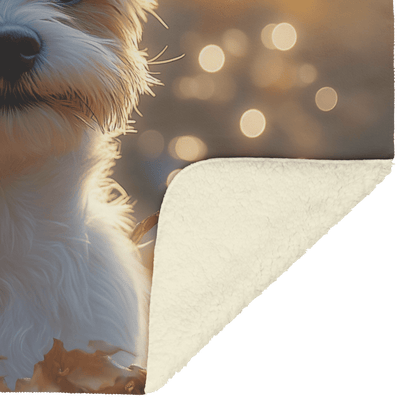 Parson Russell Terrier in Forest Setting Surrounded by Shimmering Textures and Glowing Silver Highlights Fleece Sherpa Blanket - Awakening Righteousness